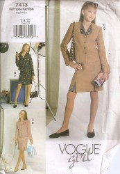 7413 VOGUE GIRLS JACKET, STRAIGHT PLEATS OR NOT EASY PATTERN 12-16